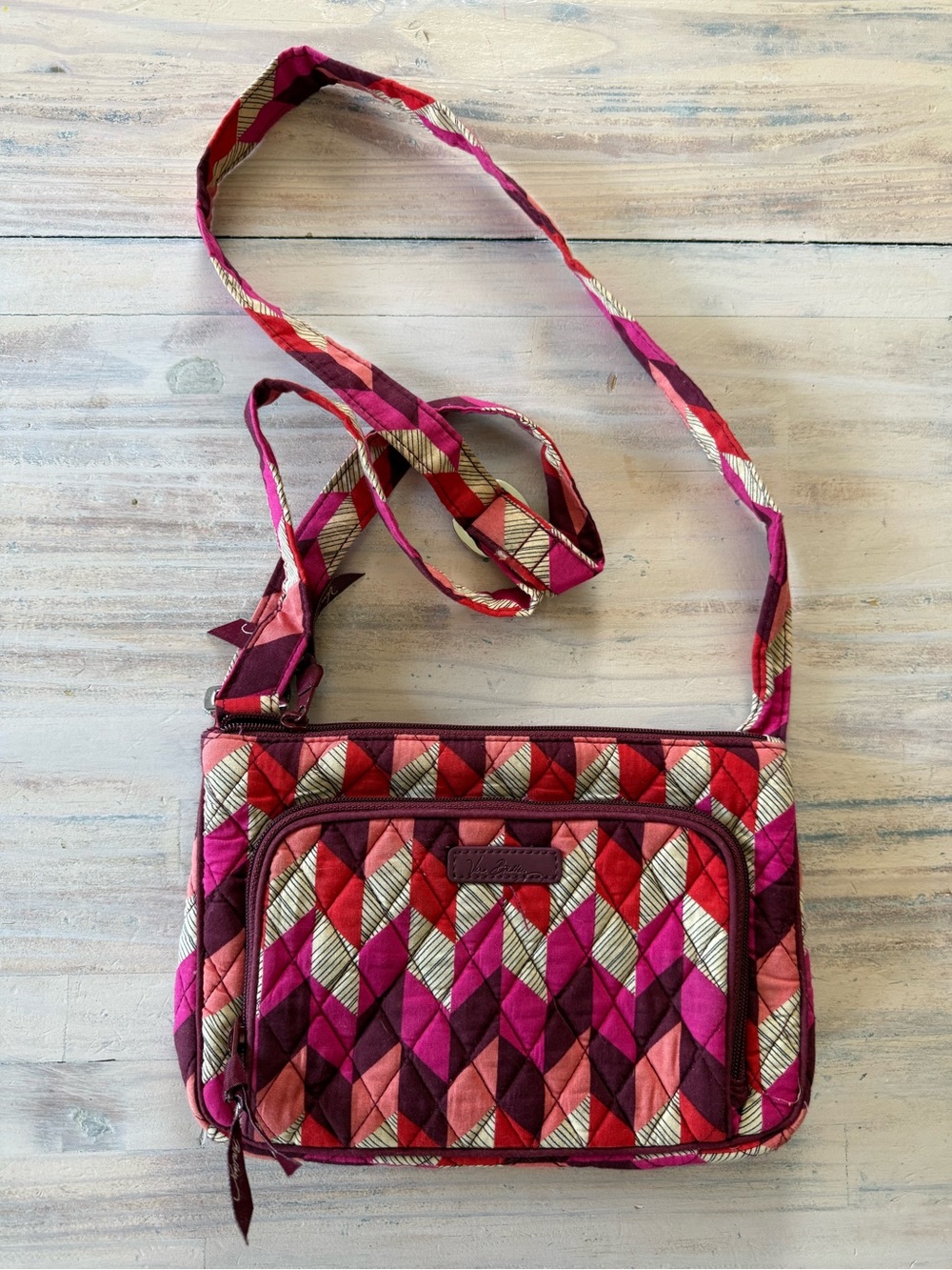 Quilted Crossbody Bag in Magenta & Red